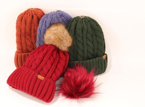 قبعة شتوية نسائية مع قبعة كبيرة مبطنة سميكة وقابلة للإزالة، قبعة نسائية عصرية متعددة الألوان in Kuwait