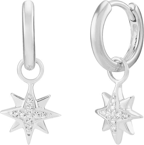 Silpada 'Sparkling Burst' Glider Charm Cubic Zirconia Hoop Stud Earrings in Sterling Silver in Saudi Arabia