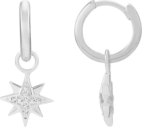 Silpada 'Sparkling Burst' Glider Charm Cubic Zirconia Hoop Stud Earrings in Sterling Silver in Saudi Arabia