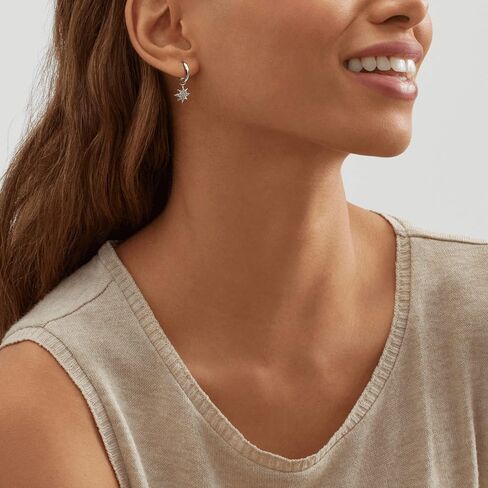 Silpada 'Sparkling Burst' Glider Charm Cubic Zirconia Hoop Stud Earrings in Sterling Silver in Saudi Arabia