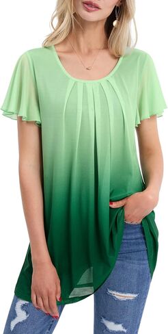 BAISHENGGT Women's Tunics Summer Short Sleeve Fashion Tops Business Casual Workwear in Saudi Arabia
