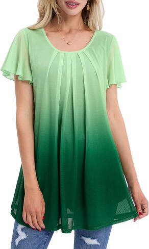 BAISHENGGT Women's Tunics Summer Short Sleeve Fashion Tops Business Casual Workwear in Saudi Arabia