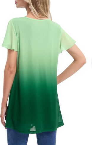 BAISHENGGT Women's Tunics Summer Short Sleeve Fashion Tops Business Casual Workwear in Saudi Arabia