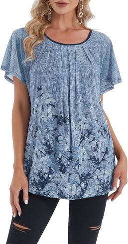 BAISHENGGT Women's Tunics Summer Short Sleeve Fashion Tops Business Casual Workwear in Saudi Arabia