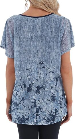 BAISHENGGT Women's Tunics Summer Short Sleeve Fashion Tops Business Casual Workwear in Saudi Arabia