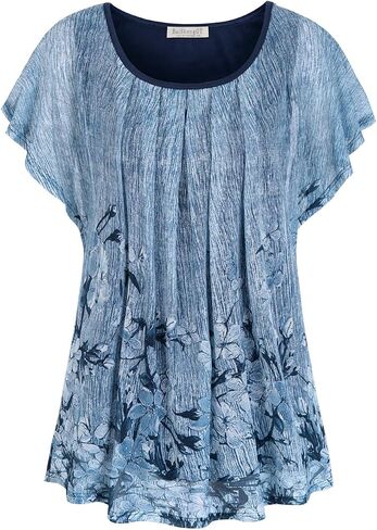 BAISHENGGT Women's Tunics Summer Short Sleeve Fashion Tops Business Casual Workwear in Saudi Arabia