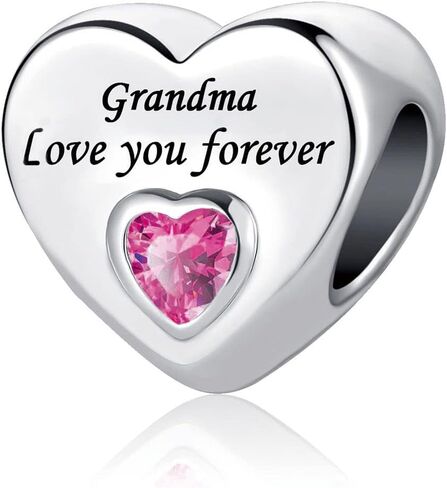 Pink Crystal Heart Charm Compatible with Pandora Bracelet Love Gift Wife Girlfriend Daughter Family Auntie Cousin Anniversary Birthday in Saudi Arabia