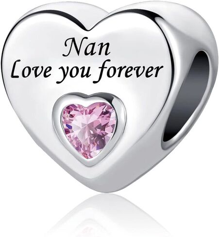 Pink Crystal Heart Charm Compatible with Pandora Bracelet Love Gift Wife Girlfriend Daughter Family Auntie Cousin Anniversary Birthday in Saudi Arabia