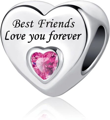 Pink Crystal Heart Charm Compatible with Pandora Bracelet Love Gift Wife Girlfriend Daughter Family Auntie Cousin Anniversary Birthday in Saudi Arabia