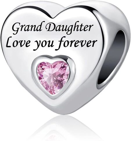Pink Crystal Heart Charm Compatible with Pandora Bracelet Love Gift Wife Girlfriend Daughter Family Auntie Cousin Anniversary Birthday in Saudi Arabia
