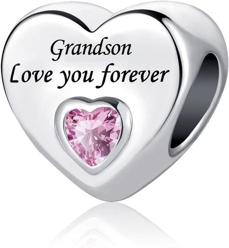 Pink Crystal Heart Charm Compatible with Pandora Bracelet Love Gift Wife Girlfriend Daughter Family Auntie Cousin Anniversary Birthday in Saudi Arabia