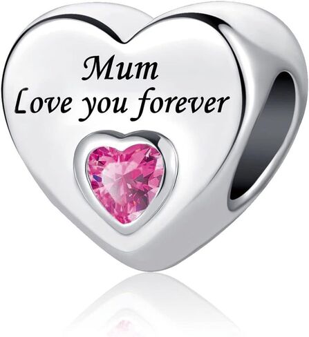 Pink Crystal Heart Charm Compatible with Pandora Bracelet Love Gift Wife Girlfriend Daughter Family Auntie Cousin Anniversary Birthday in Saudi Arabia
