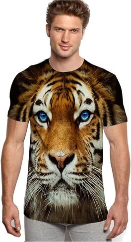 3D Print Tiger T Shirt, Novelty Short Sleeve Funny Graphic T Shirts for Couples in Saudi Arabia