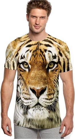 3D Print Tiger T Shirt, Novelty Short Sleeve Funny Graphic T Shirts for Couples in Saudi Arabia