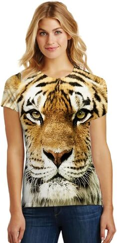 3D Print Tiger T Shirt, Novelty Short Sleeve Funny Graphic T Shirts for Couples in Saudi Arabia