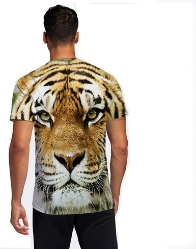 3D Print Tiger T Shirt, Novelty Short Sleeve Funny Graphic T Shirts for Couples in Saudi Arabia