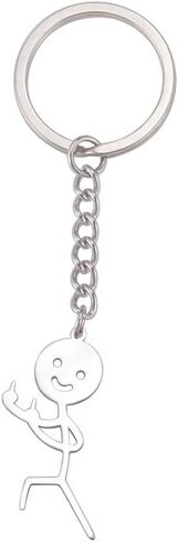 Fuqimanman2020 Stainless Steel Middle Finger Pendant Keyring Funny Doodle Keychain Friendship Jewelry Gift for Men Women in Saudi Arabia
