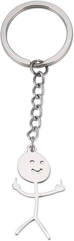 Fuqimanman2020 Stainless Steel Middle Finger Pendant Keyring Funny Doodle Keychain Friendship Jewelry Gift for Men Women in Saudi Arabia