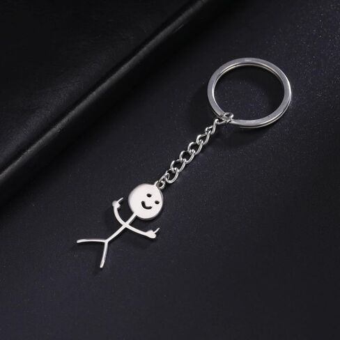 Fuqimanman2020 Stainless Steel Middle Finger Pendant Keyring Funny Doodle Keychain Friendship Jewelry Gift for Men Women in Saudi Arabia
