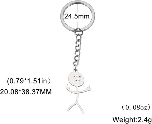 Fuqimanman2020 Stainless Steel Middle Finger Pendant Keyring Funny Doodle Keychain Friendship Jewelry Gift for Men Women in Saudi Arabia