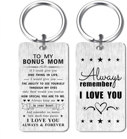 Gezxin Bonus Mom Step Mom Gifts- Stepmom Christmas Xmas Keychain Gift from Daughter Son- Happy Birthday Bonus Mom- Thank You Stepmom Step mom Valentines Mother's Day Easter Thanksgiving Presents in Saudi Arabia