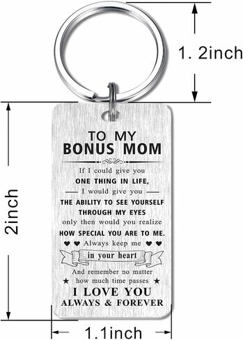 Gezxin Bonus Mom Step Mom Gifts- Stepmom Christmas Xmas Keychain Gift from Daughter Son- Happy Birthday Bonus Mom- Thank You Stepmom Step mom Valentines Mother's Day Easter Thanksgiving Presents in Saudi Arabia