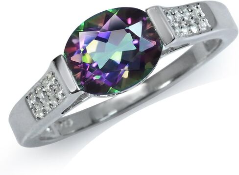 Silvershake Oval Shape Birthstone Gemstones 925 Sterling Silver Solitaire Right Hand Anniversary Ring Jewelry for Women in Saudi Arabia