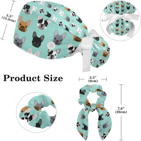 Animals Dogs Scrub Caps Adjustable Working Cap Surgical Caps Nurse Hat with Bow Hair Scrunchy in Saudi Arabia