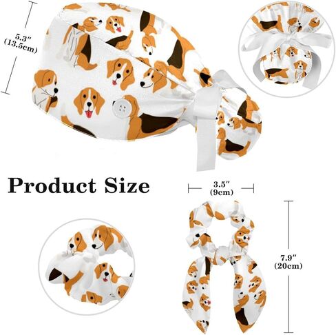 Animals Dogs Scrub Caps Adjustable Working Cap Surgical Caps Nurse Hat with Bow Hair Scrunchy in Saudi Arabia