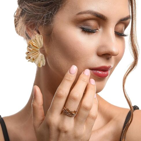Statement Gold Flower Earrings Sculptural Exaggerated Flower Floral Earrings Large Metal Flower Drop Earrings Hypoallergenic Stylish Flower Statement Earring Jewelry for Women Teen Girls in Saudi Arabia