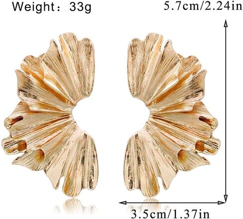 Statement Gold Flower Earrings Sculptural Exaggerated Flower Floral Earrings Large Metal Flower Drop Earrings Hypoallergenic Stylish Flower Statement Earring Jewelry for Women Teen Girls in Saudi Arabia