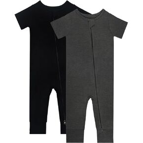 Baby Pajamas Summer Short Sleeve 2 Way Zipper Footless Rompers 0-24 Months