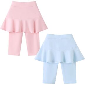 Happy Cherry Toddler Girl Skirt Shorts with Capri Leggings Knee Length Biker Shorts with Ruffle Skirt 1/2/3 Packs