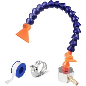 Magnetic Base with Barb Connector + 1/4"PT Flat Nozzle Plastic Coolant Pipe with Switch Adjustable Flexible Water Oil Cooling Hose