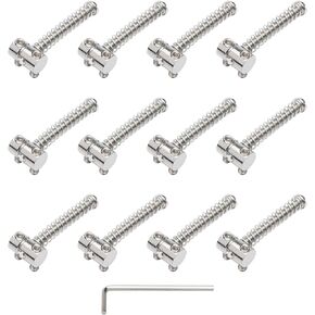 Zinc Alloy Bridge Saddles Bass Compensated Saddles for 6 Tone Tele Bass Electric Guitar (12 Pack, Silver)