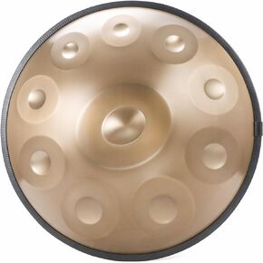 “OW" Hand Pan in D Minor 10 Notes Steel Hand Drum and Soft Hand Pan Bag - 22.8 Inches (58cm), Gold(D Minor) with 10 Notes D3 A3 B3b C4 D4 E4 F4 G4 A4 C5