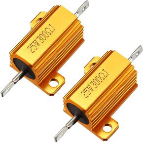 uxcell 25W 300 Ohm 5% Aluminum Housing Resistor Screw Tap Chassis Mounted Aluminum Case Wirewound Resistor Load Resistors Gold Tone 2 pcs