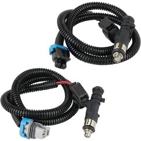 Caltric 2 Fuel Injector Gray Black Plug Pto Mag Compatible with Polaris Ranger Crew 800 4X4 2011-2014