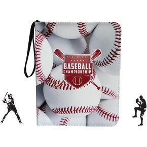 Baseball Card Binder 900 Pockets, 50 Pages, 3 Ring Baseball Card Collection Binder w/Strap - Sports Cards Binder w/ 900 Baseball Card Organizer Sleeves/Collector Cards