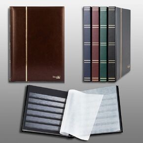 Prophila Stamp Album (Small), 32 Black Sides, Padded Brown Cover