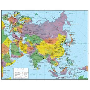 Asia Wall Map GeoPolitical Edition by Swiftmaps (18x22 Laminated)