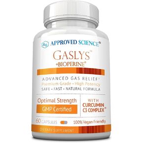 Approved Science® Gaslys™ - Soothe Digestive Tract, Alleviates Gas and Stomach Cramps - Artichoke Powder, Ginger, Fennel Seed - 60 Count - Pack of 1