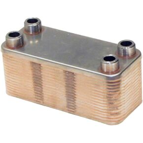 Duda Energy HX1430DW:M34 B3-14DW 30 Plate Stainless Steel Heat Exchanger with 3/4" Male NPT Ports Copper Brazed, 2.9" Height, 3.5" Width, 7.8" Length