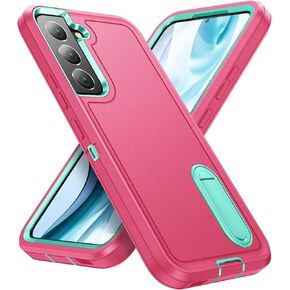 for Samsung Galaxy S22 Plus Case Galaxy S22+ Case with Kickstand Case 3-Layer Military Grade Protective Case Cover Silicone Rugged Shockproof for Galaxy S22 Plus S22+ Phone Case (Red+Black)