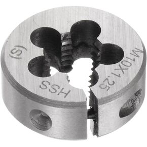 uxcell Round Threading Dies, Metric M10 x 1.25 Thread (Right Hand), Adjustable High Speed Steel (HSS) Screw Cutting Die Repair Tool