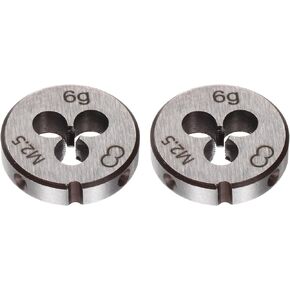 uxcell 2pcs Round Threading Dies, Metric M2.5 x 0.45 Thread (Left Hand), Alloy Tool Steel Screw Cutting Die Repair Tool