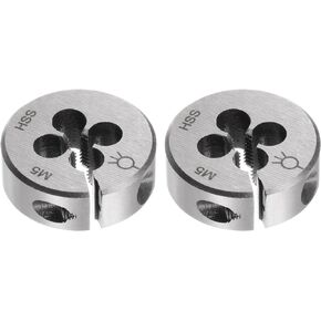 uxcell 2pcs Round Threading Dies, Metric M5 x 0.8 Thread (Right Hand), Adjustable High Speed Steel (HSS) Screw Cutting Die Repair Tool