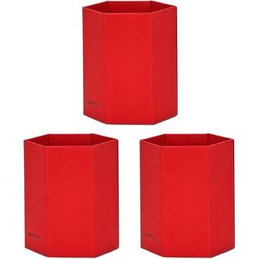 حامل أقلام HUAPRINT، حامل أقلام أبيض للمكتب، 3 عبوات منظم مكتب من الورق المقوى، كوب قلم لمكتب المنزل والمدرسة والأطفال، مربع-3.14 × 3.14 × 4 بوصة in Kuwait