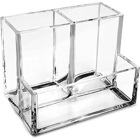 Pen Holder, Clear Acrylic Pen Holder for Desk, Makeup Brush Storage Organizer, Modern Desk Organizer for School, Home and Office.