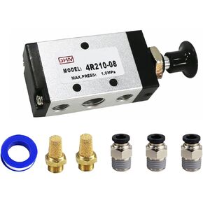 GHM PNEUMATIC Lever Operated manual switch Valve 1/4"NPT Solenoid Valve Manual Control Push&Pull (3Way 2Postion, 1/4"NPT)